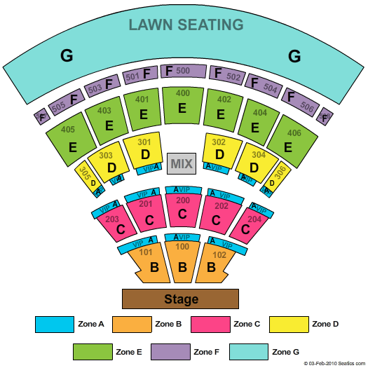 Darien Lake Amphitheater End Stage Zone Seating Chart